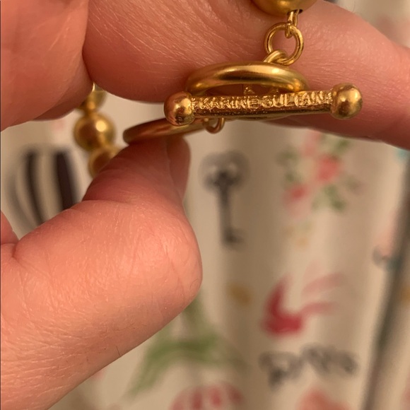 Karine Sultan Elegant Gold Beaded Bracelet with Pearl and Coin Charm - Picture 11 of 11